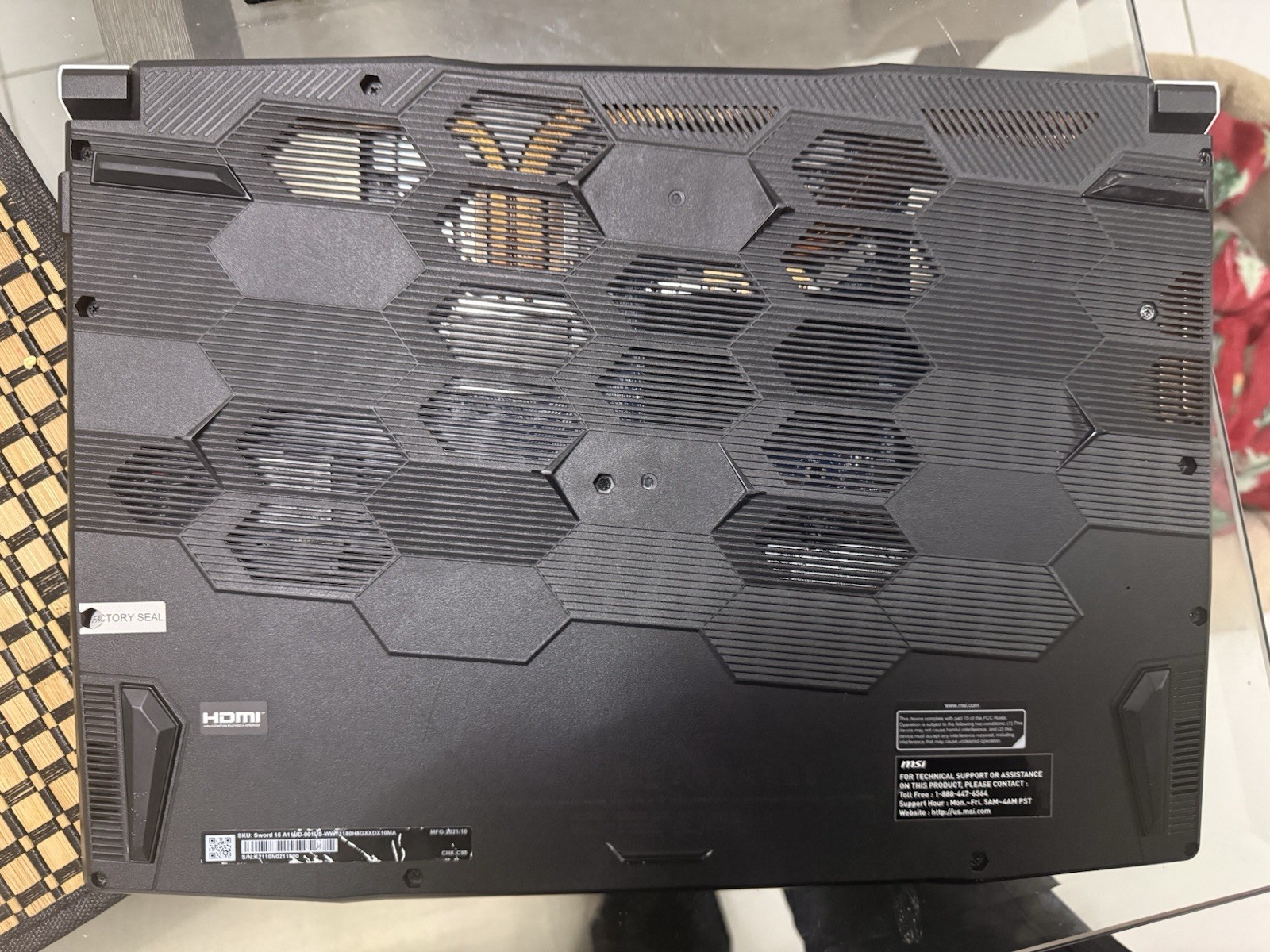 MSI Sword 15 White Gaming Laptop Intel Core i7 NVIDIA RTX HDMI USB-C Webcam