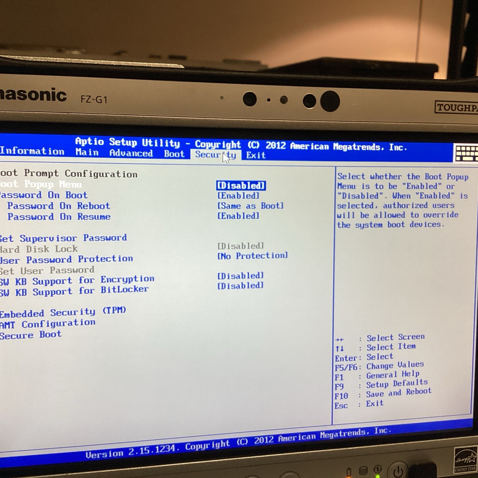 Panasonic Toughpad FZ-G1 MK5 i5 7300U@2.60GHz 8G Ram 256GB SSD W/Keyboard No OS