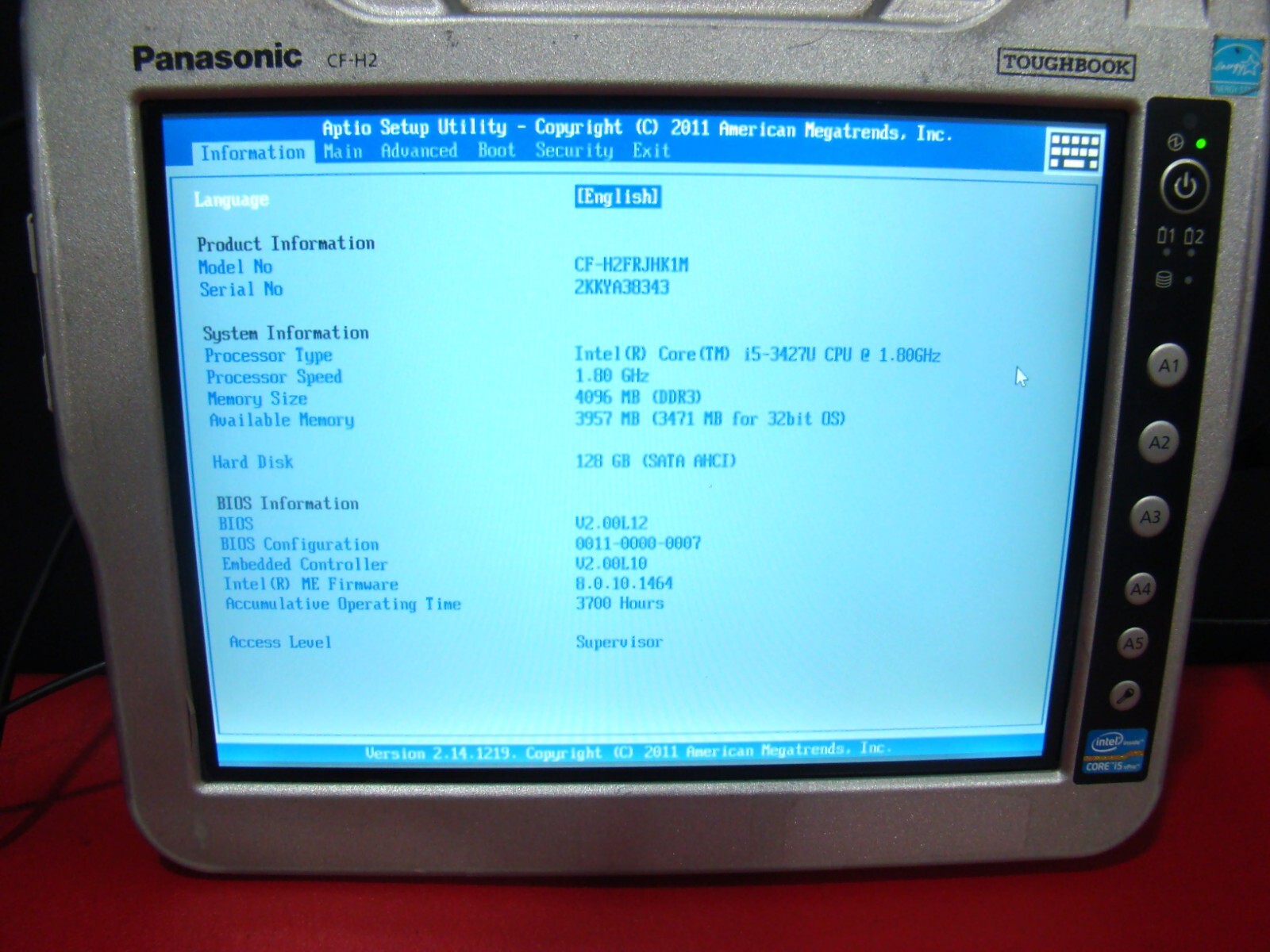 Panasonic CF-H2 i5 1.80GHz Win7 Touchscreen WIFI BlueTooth CF-H2FRJHK1M Tablet