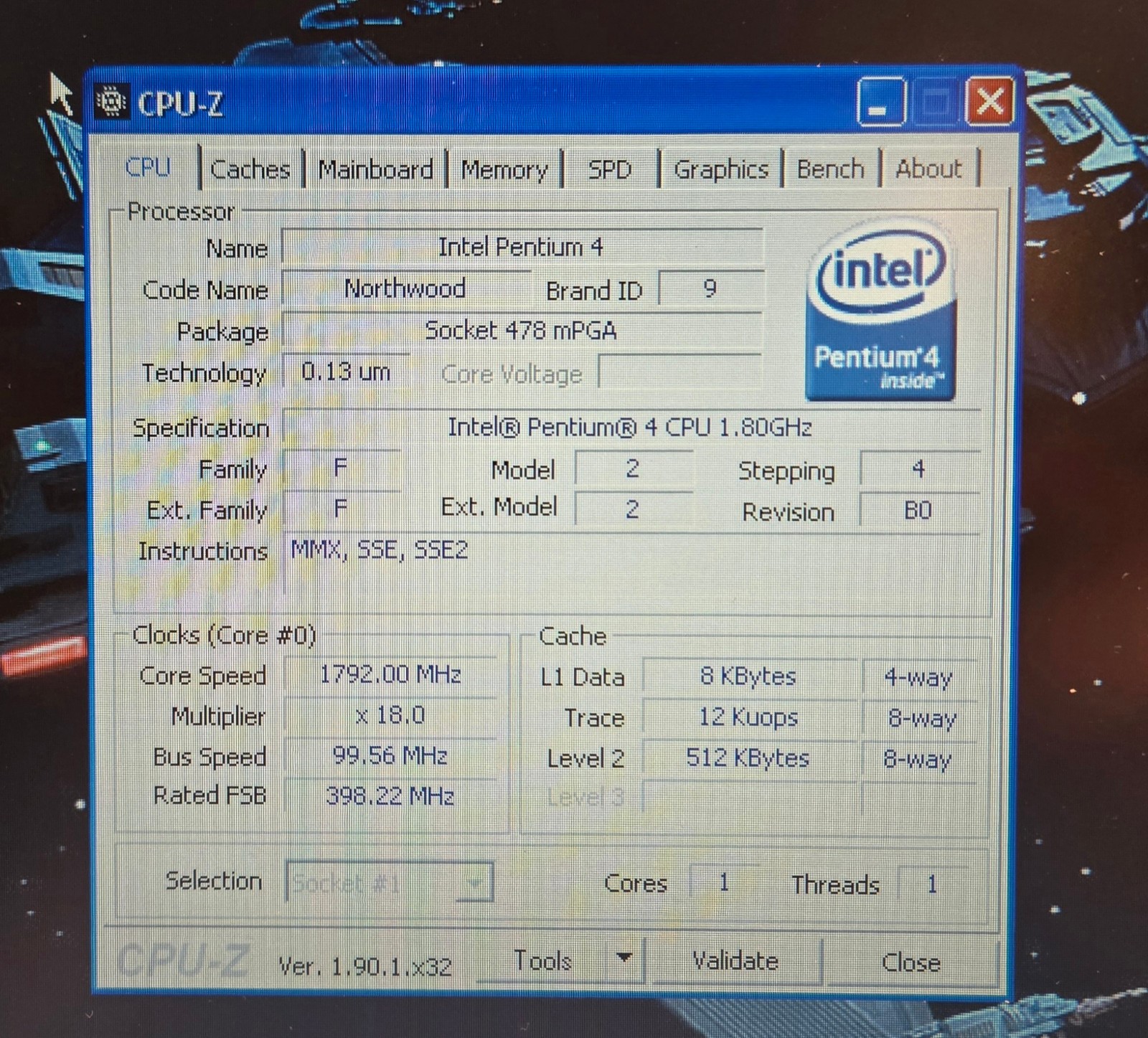 Vintage Nobilis Green731 (Intel Pentium 4 @ 1.80 GHz, 768 MB RAM, WinXP Home)