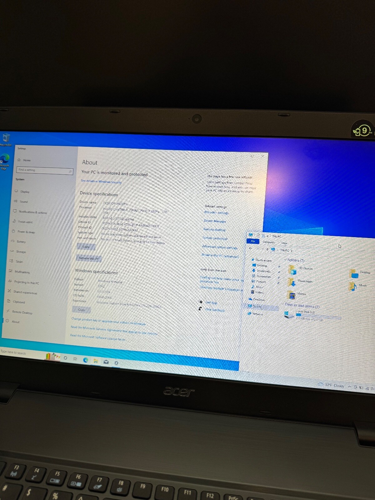 Acer Aspire E5-774 Intel Core I-5 7200U