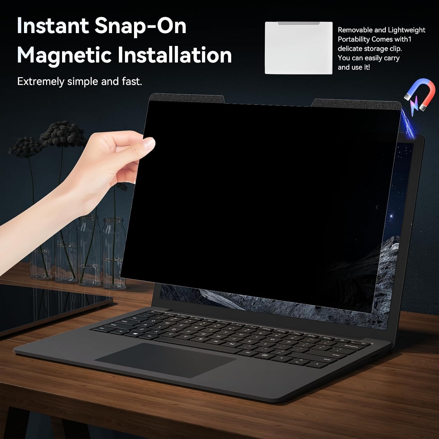 14 Inch Magnetic Privacy Screen for 16:9 Laptops, Removable Anti-Glare Filter