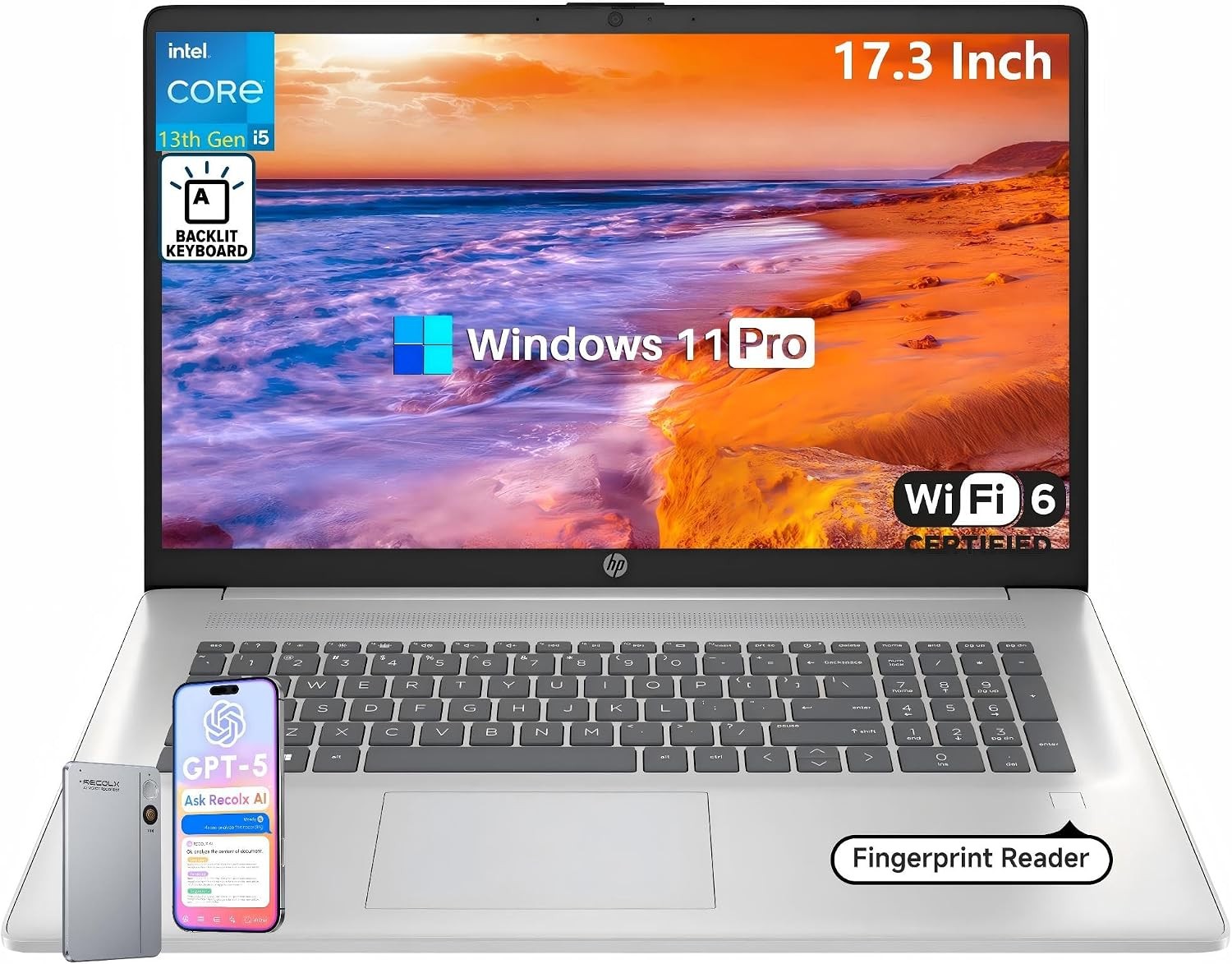 HP 17.3″HD+ Laptop – Backlit Intel Core i5-1334U 10cores – 32GB RAM 1TB SSD W11P