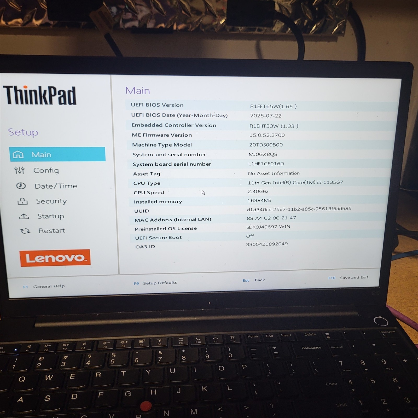 Light Spots Lenovo ThinkPad E15 Gen 2 Intel i5-1135G7 2.4GHz 16GB 512GB SSD w/OS
