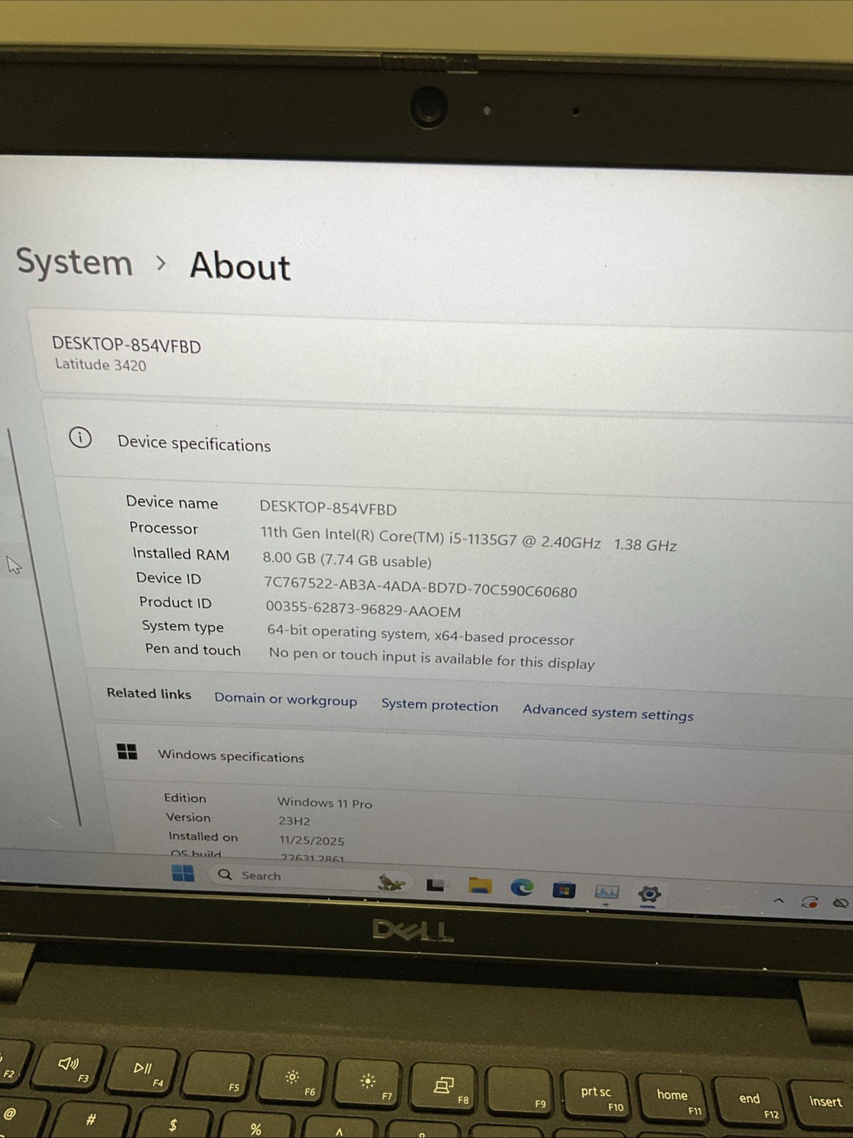 Dell Latitude 3420 14” (256GB SSD Intel i5-1135G7 2.4GHz 8GB RAM) E150