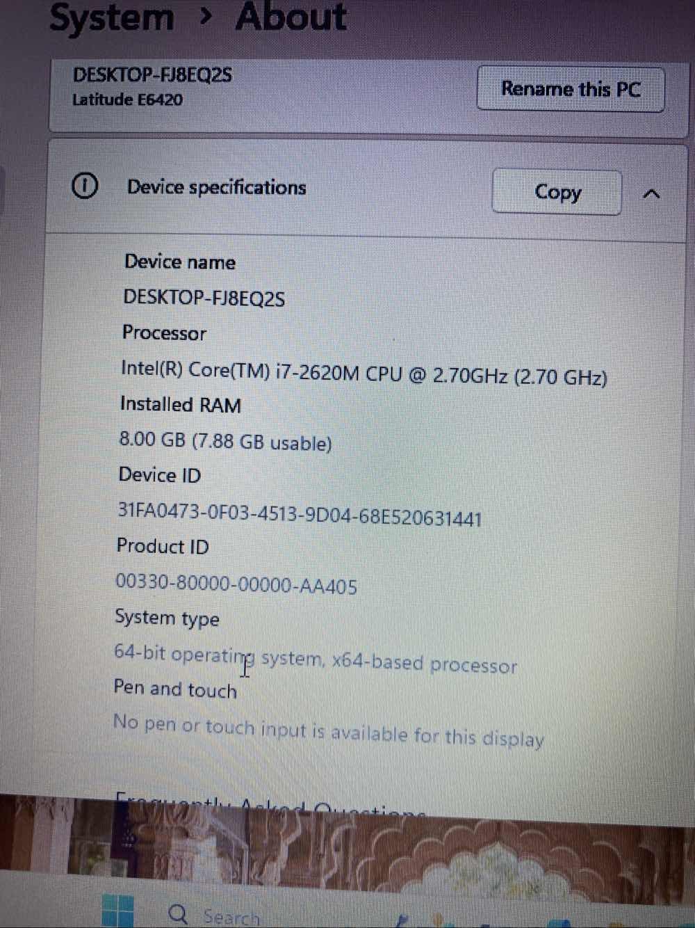 Dell Latitude E6420 14″ Core i7 8GB RAM 128GB SSD Win 11 Pro Laptop