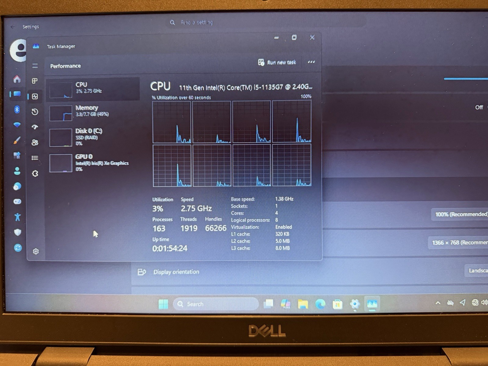 DELL LATITUDE 3420 INTEL CORE I5-1135G7 8GB RAM 256GB NVME IRIS XE 14IN CAM WIN