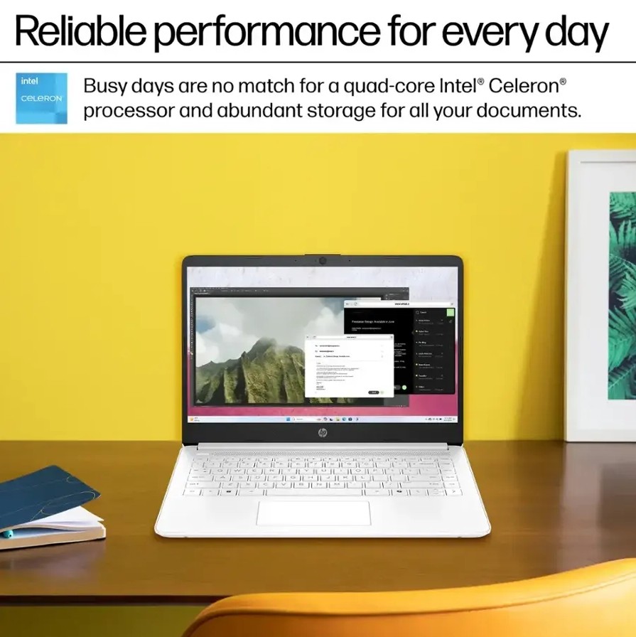 HP 14 Thin&Portable, Laptop Intel Celeron N4500, 4GB DDR4 64GB eMMC Win 11 Home