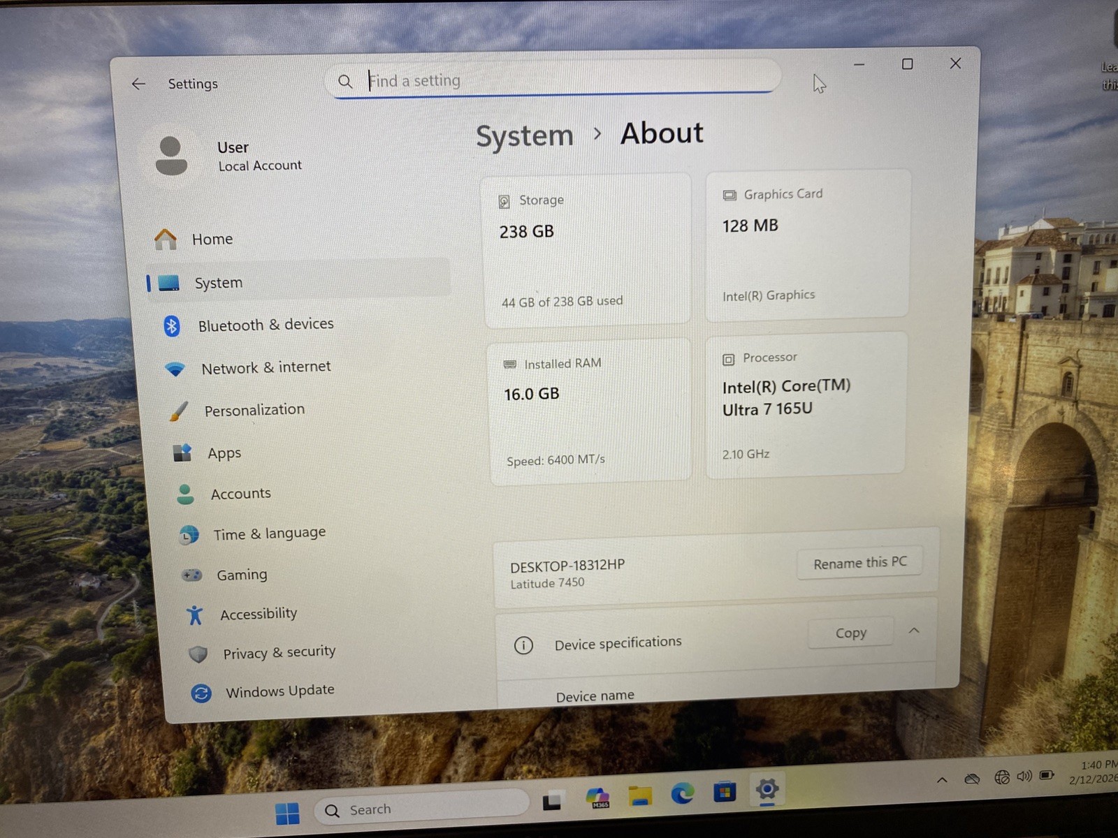 2025 Dell Latitude 7450 Workstation 14” Ultra 7 16GB RAM 256GB SSD Win11Pro