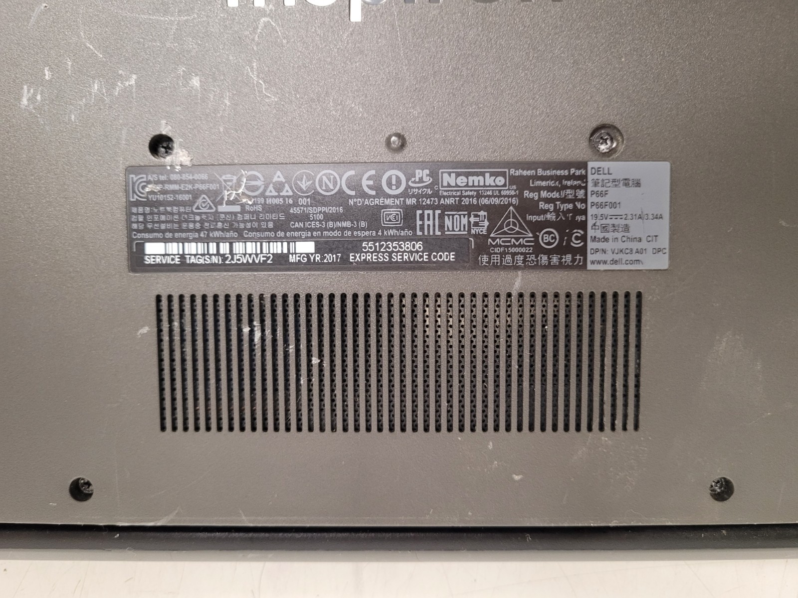 Dell inspiron 5567 15.6″ i5-7200u 2.5ghz 8gb ram 1tb hdd w11p READ 2J5WVF2