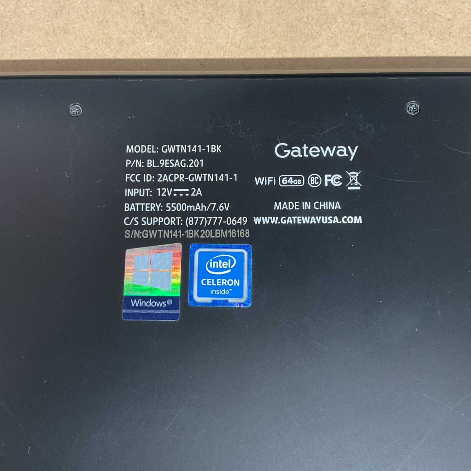 Gateway GWTN141-1BK Laptop 14″ Intel Celeron Black – Untested / Broken