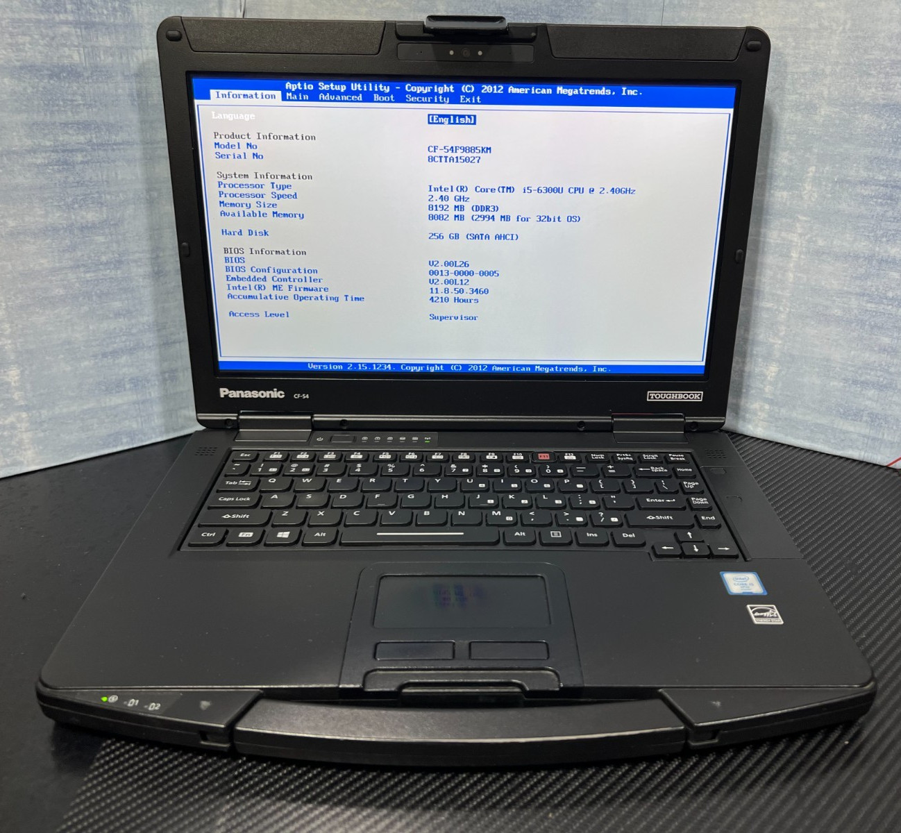 CF-54F9885KM, i5-6300U 2.40Ghz,8GB Mem,256GB SSD,Touchscreen,4G LTE,GPS,4,210Hrs