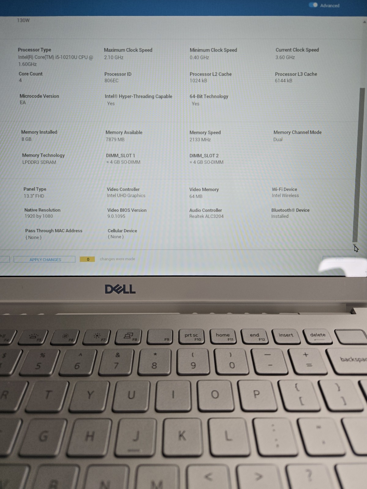 DELL Inspiron 5391 i5-10210U 1.6GHz 8Gb RAM 256Gb NVMe Win11Pro