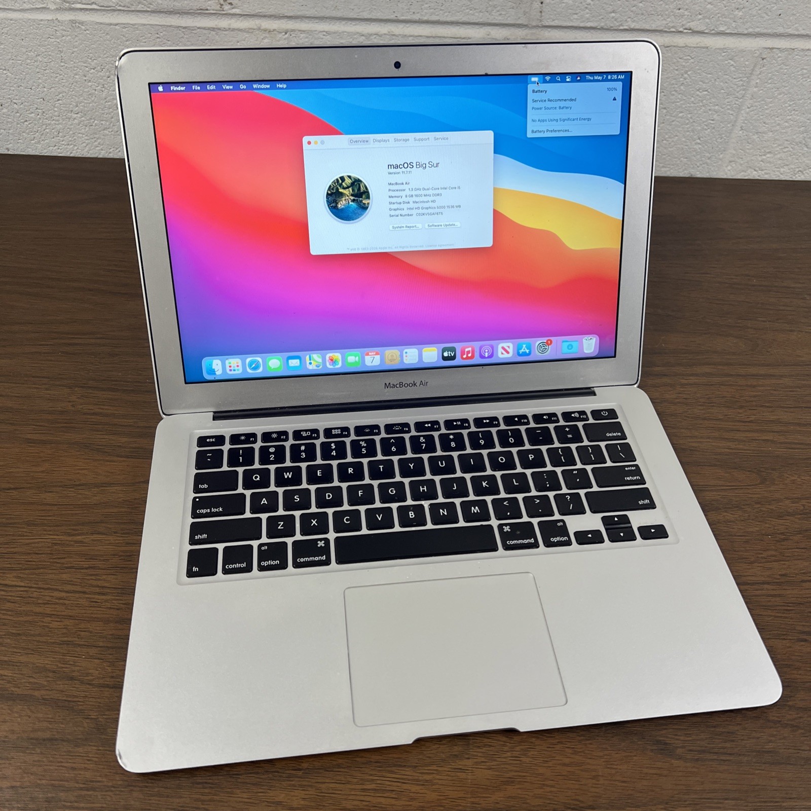 APPLE MACBOOK AIR A1466 128GB 8GB i5 1.3 GHz HD GRAPHICS 5000 ⚠️ READ