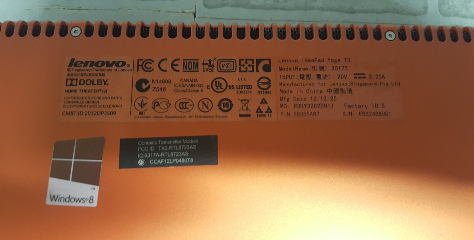 PARTS/REPAIR Lenovo IdeaPad Uoga 13 20175 Orange Intel Core i7 NO OS