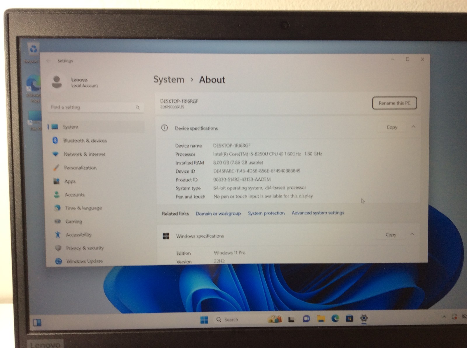 Lenovo ThinkPad E480 14″ FHD Laptop (20KN) i5-8250U 1.60GHz 256GB SSD 8GB WIN 11