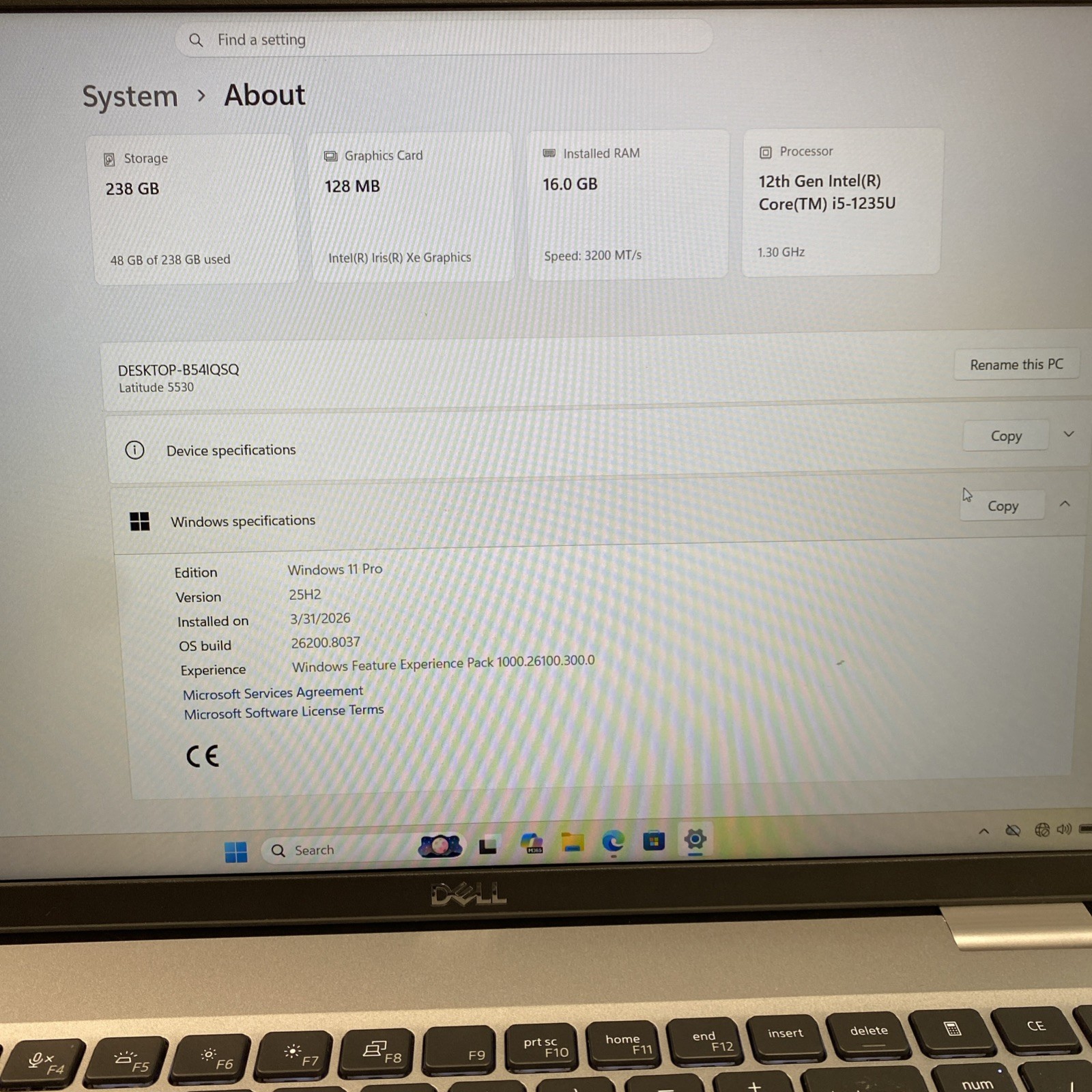Dell Latitude 5530 15.6″ i5-1235U 1.3GHz 16GB RAM 256GB SSD Windows 11 PRO