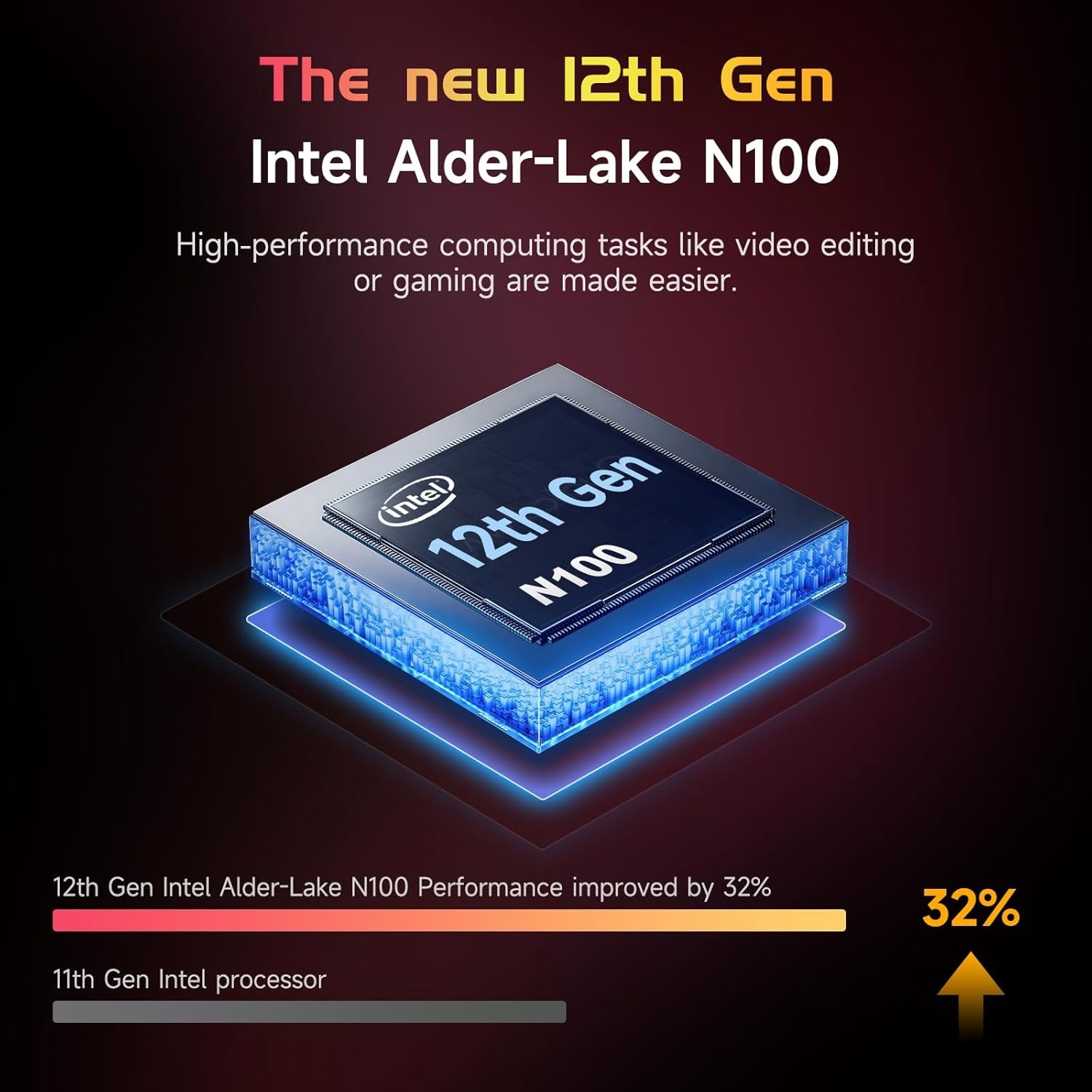 NIMO 15.6” FHD Laptop 8GB RAM 256GB SSD Intel Quad-Core N100 Backlit Keyboard