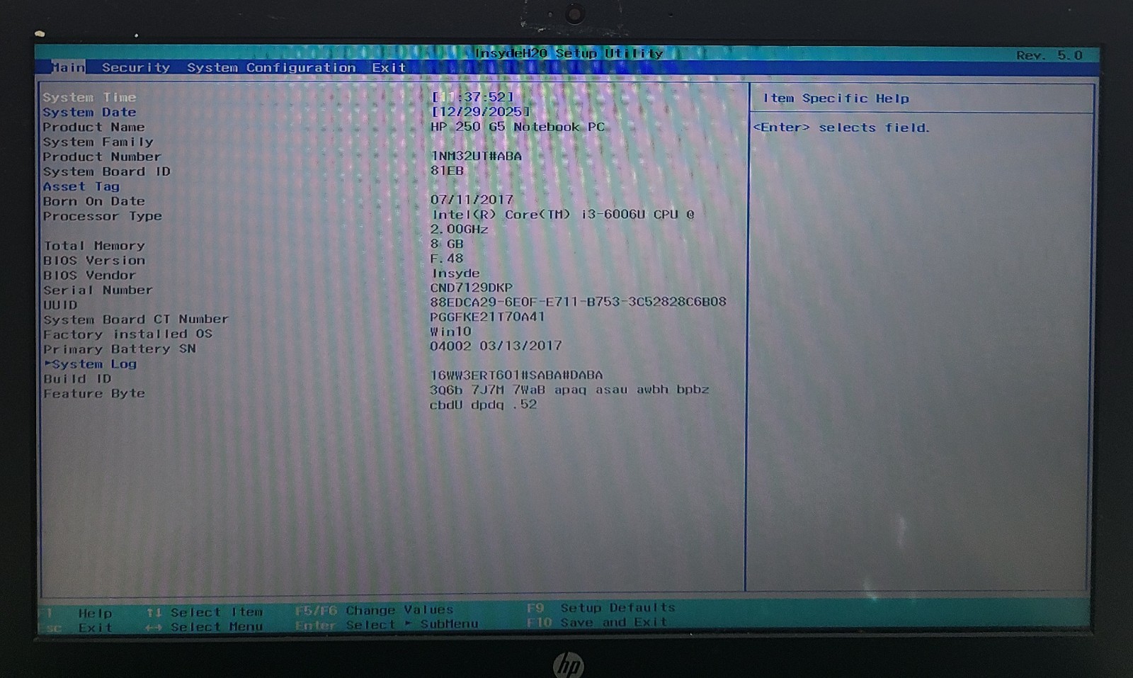 HP 250 G5 15.6″ Laptop Intel Core i3-6006U 8GB RAM NO HD/OS (FL)