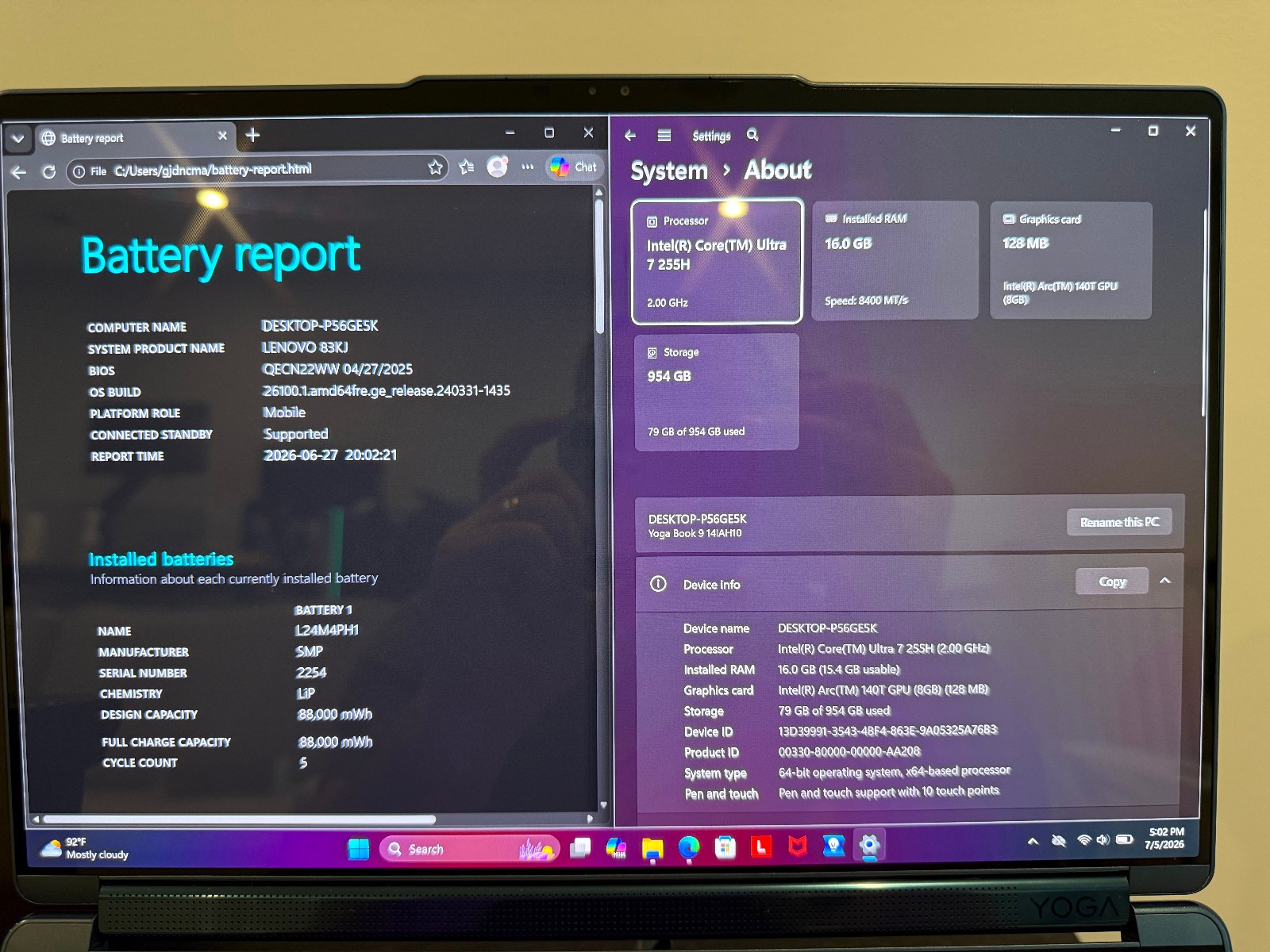 Lenovo Yoga Book 9i 14″ DUAL OLED 3K 16GB RAM Ultra 7 255H 1TB SSD Laptop F