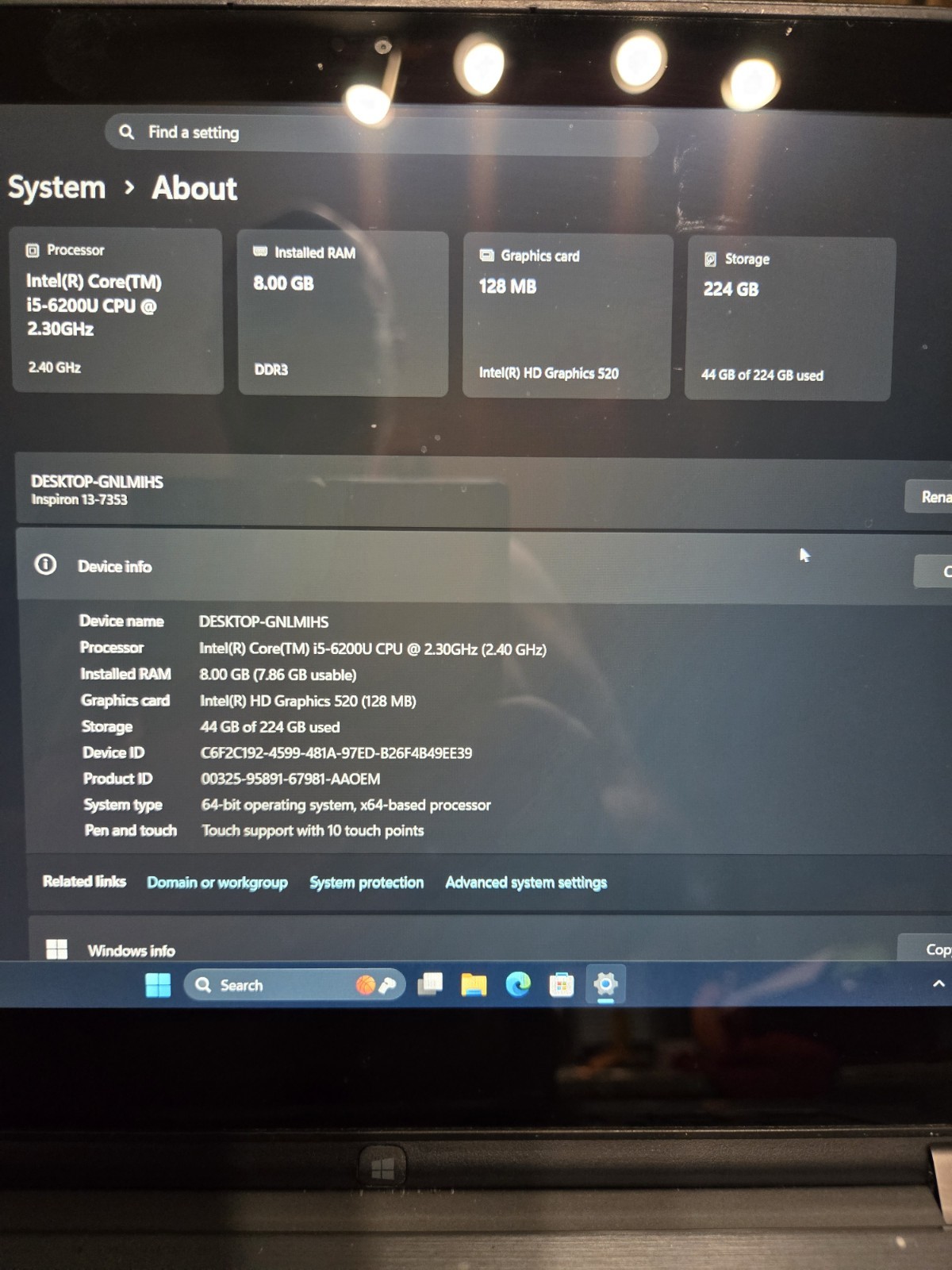 Dell Inspiron 13 7353 2-in-1 Touch Laptop i5-6200U 8GB RAM 256GB SSD Win11