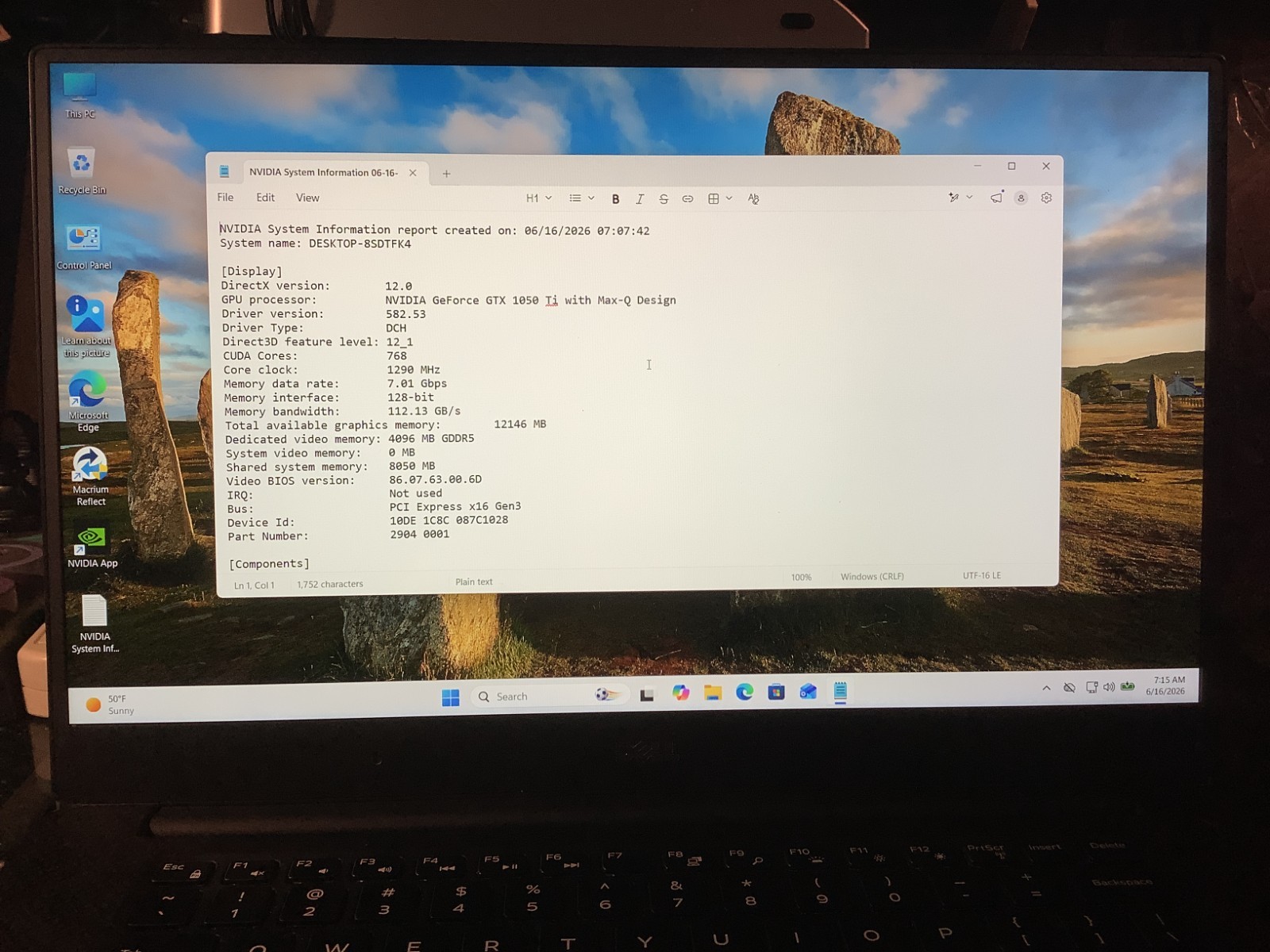 Dell XPS 9570, Gaming-GTX1050Ti, i7-8750H, 16GB – 512GB Windows 11 Home #5ZJY6S2