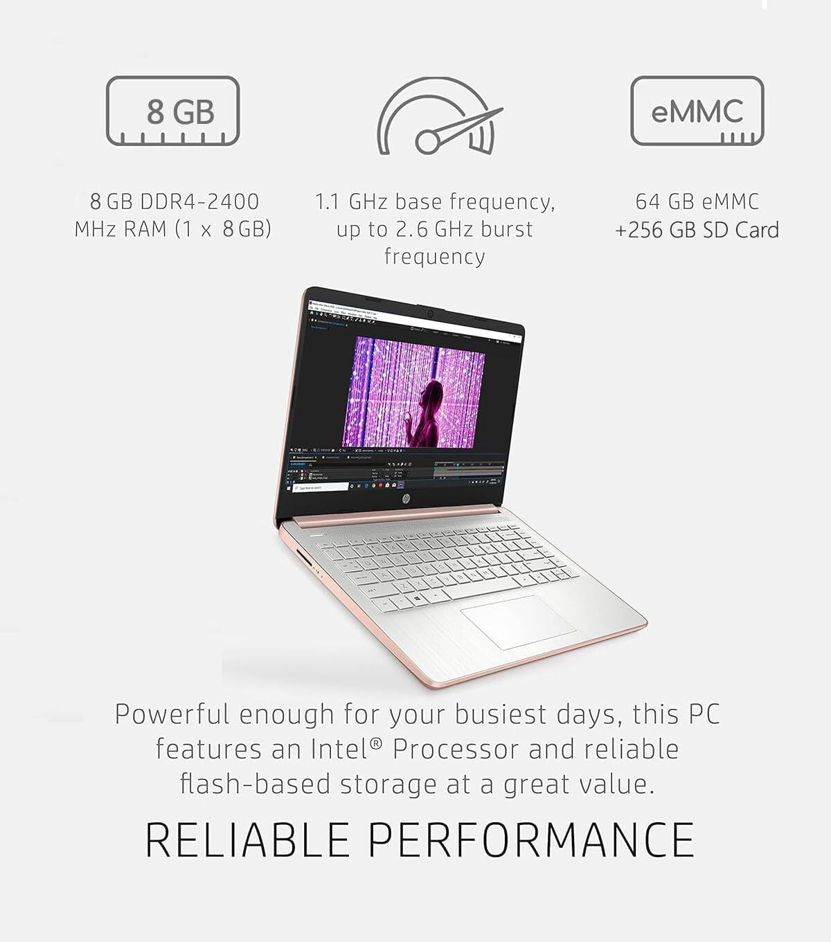 New HP Laptop 14″ HD Intel Celeron N4120 16GB RAM, 320GB Storage Windows 11 S