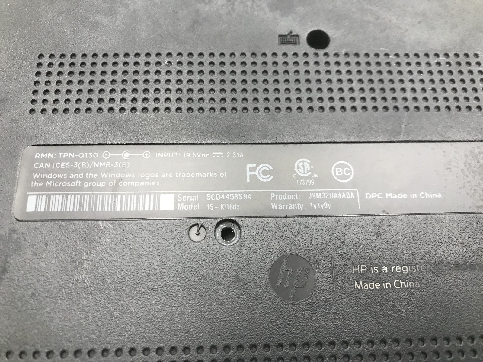 HP 15 F018DX – FOR PARTS/REPAIR – INTEL I3 4TH GEN – NO RAM – READ DESCRIP – BB