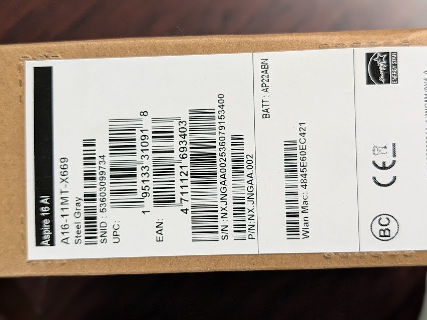 Acer Aspire 16 AI Copilot+ ‎Snapdragon Laptop A16-11MT-X669 16 GB 512GB SSD