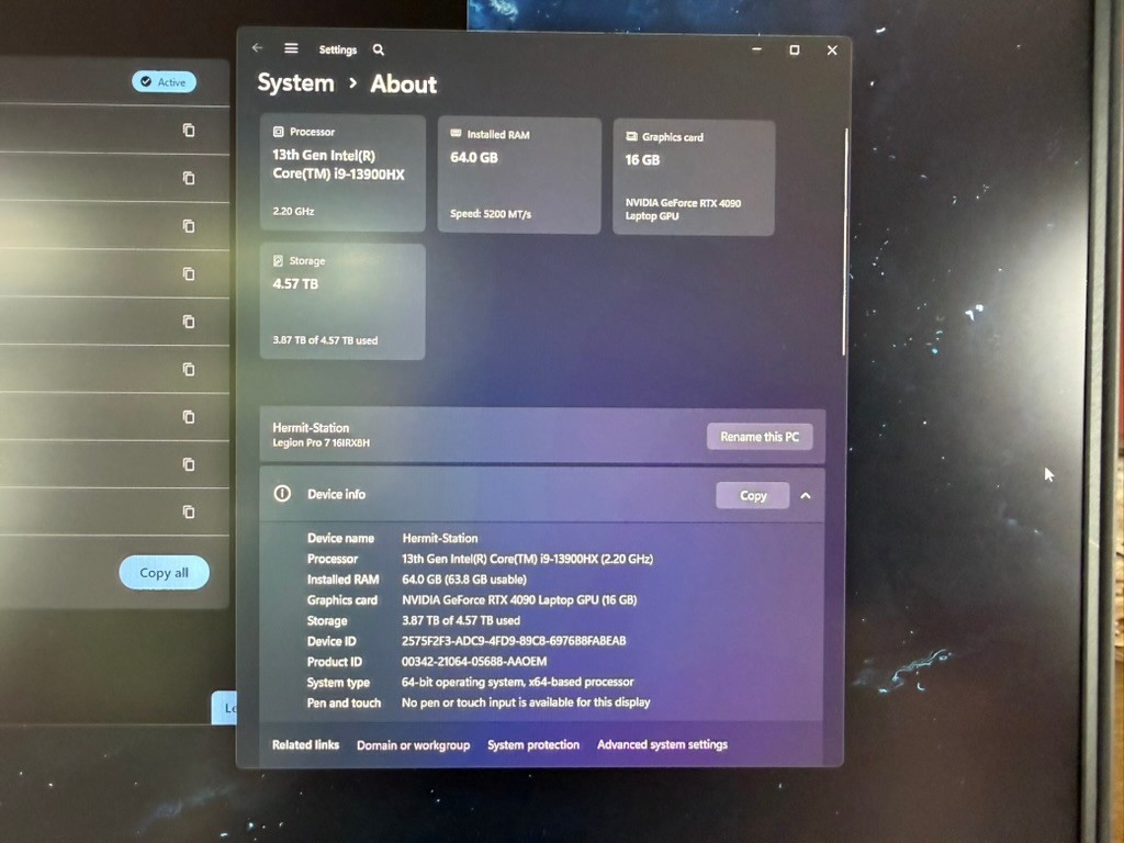 Lenovo Legion Pro 7 16 RTX 4090 i9-13900HX 64GB RAM 5TB SSD Warranty – Excellent