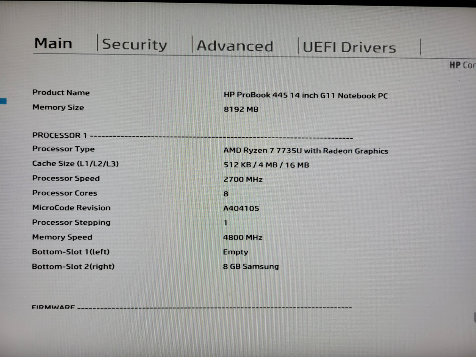 HP ProBook 445 G11 14″ Ryzen 7 7735U No RAM/HD/OS *BIOS/READ* | C715