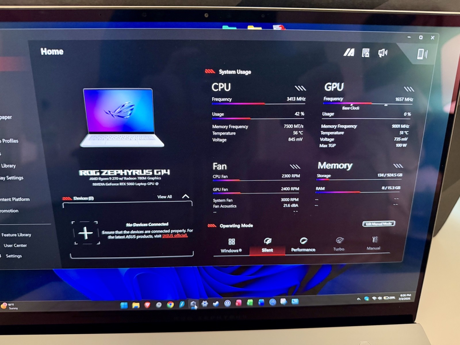 ASUS ROG Zephyrus G14 14″ OLED 3K 120Hz Gaming Laptop AMD Ryzen 9 270 RTX 5060