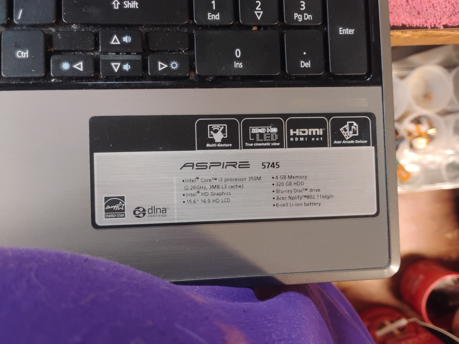 Acer Aspire 5745-5425 non-working for parts – used
