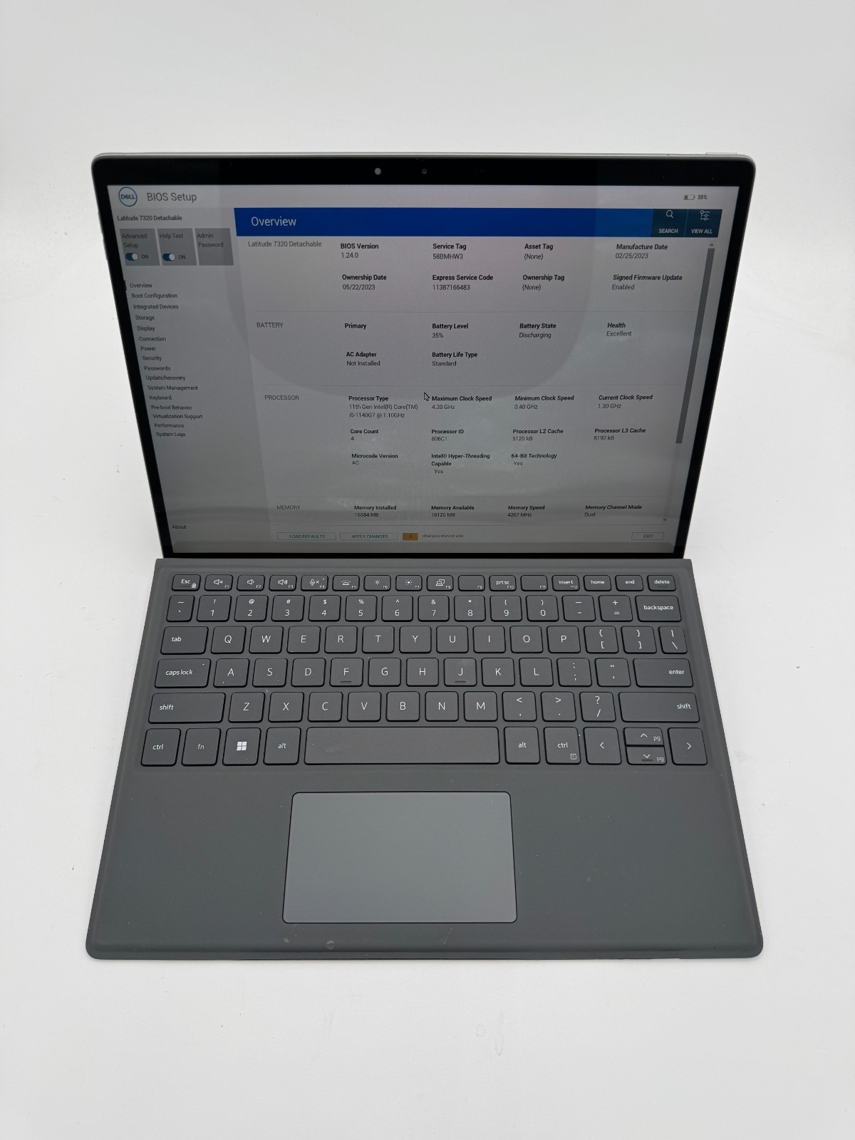 Dell Latitude 7320 Detachable Laptop i5-1140G7 @ 1.10GHZ 16GB RAM 256 SSD, NO OS