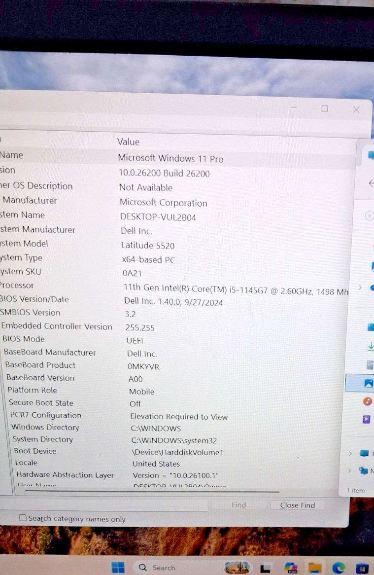 Dell Latitude 5520, i5-1145g7, 8gb RAM, 250gb SSD
