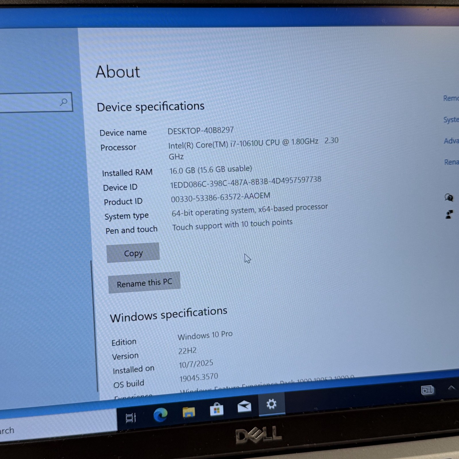 Dell Latitude 5410 14″ Laptop i7-10610U 1.8 GHz 16 GB 512 GB Win 10 Pro #H852