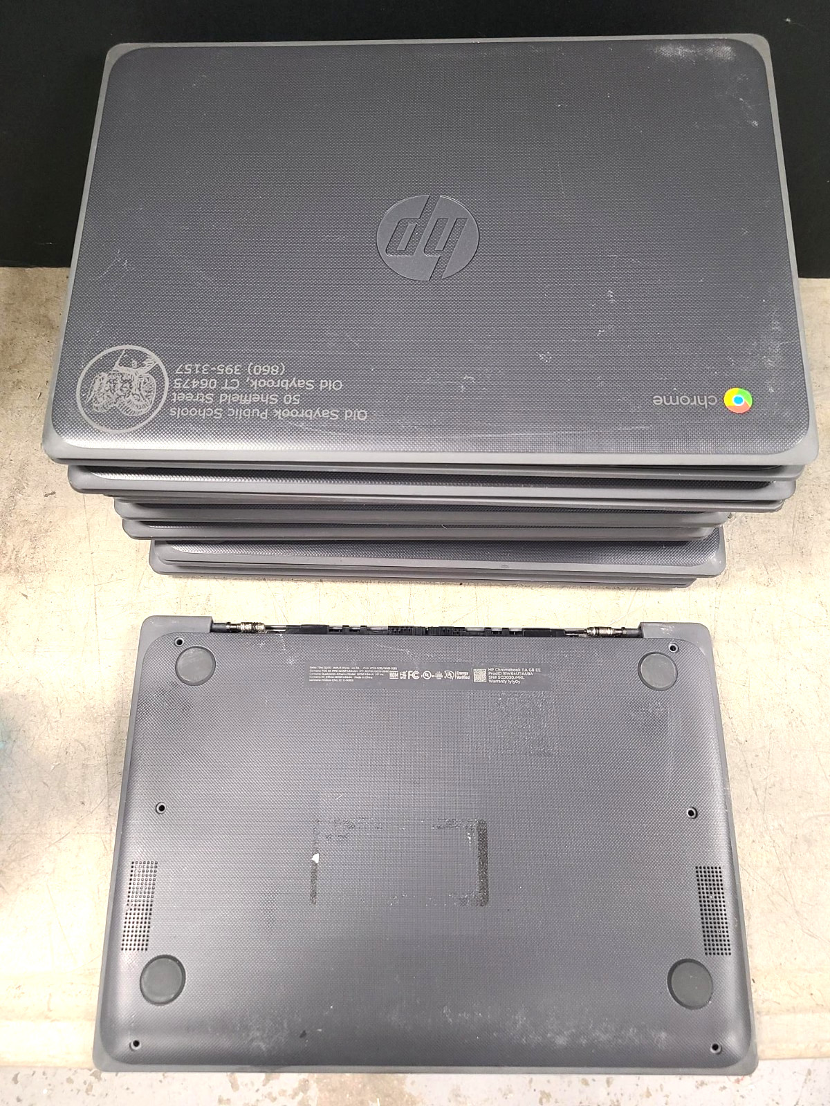 Lot of 9 HP Chromebook 11A G8 EE No Chargers 4GB untested for parts