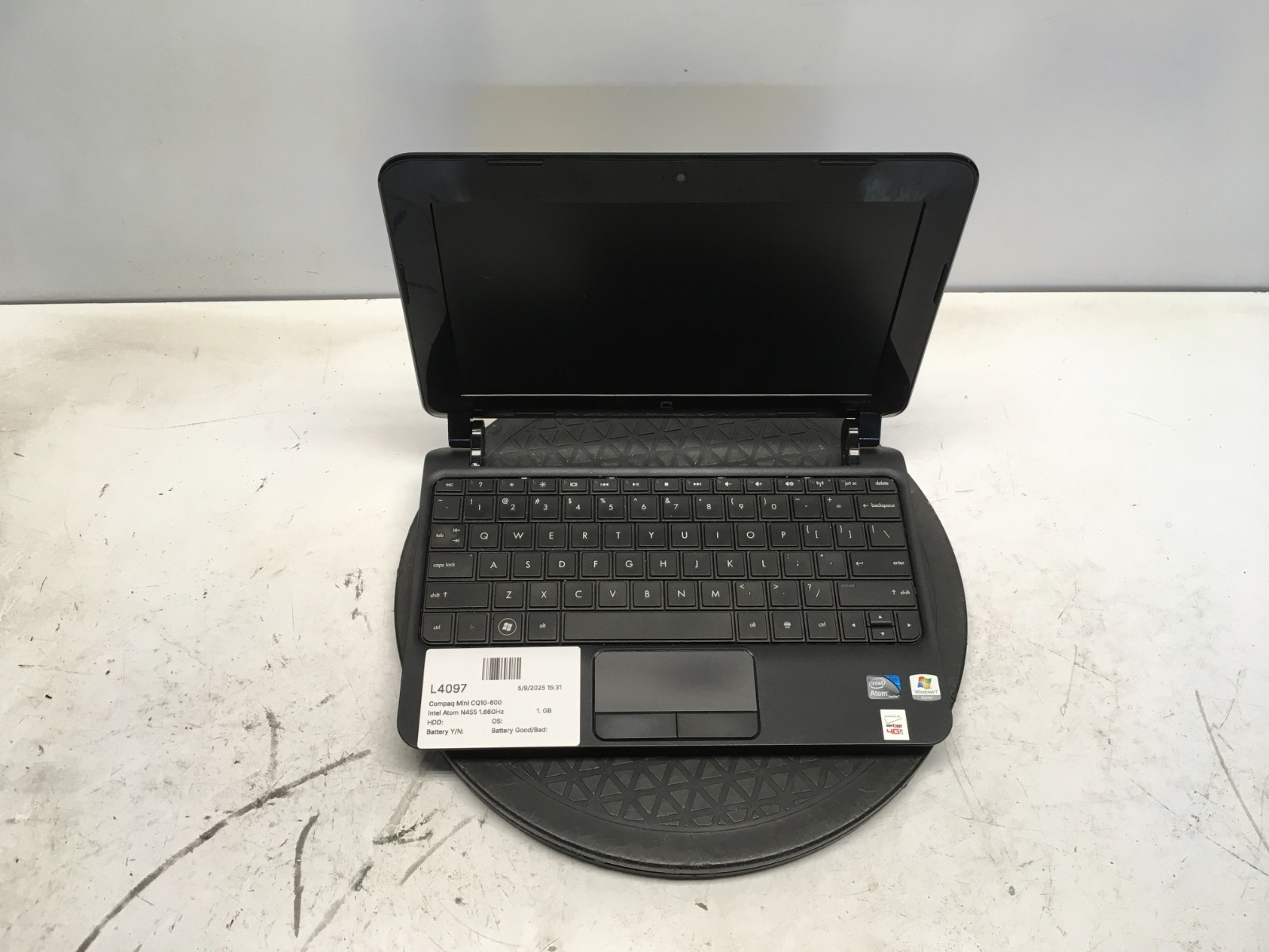 Compaq Mini CQ10-600 Intel Atom N455 1.66GHz 1GB NO HDD No Batt