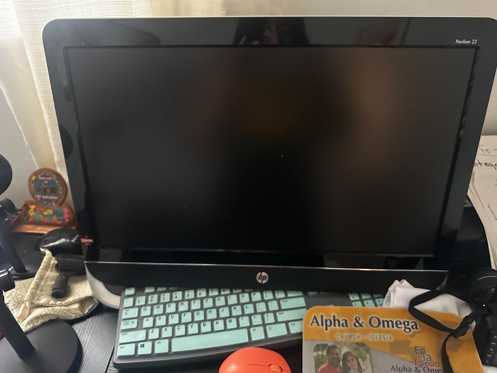 Used HP Pavilion 23 All-In-One Desktop, DVD Drive, 4GB RAM, 1TB HDD, Black/Grey