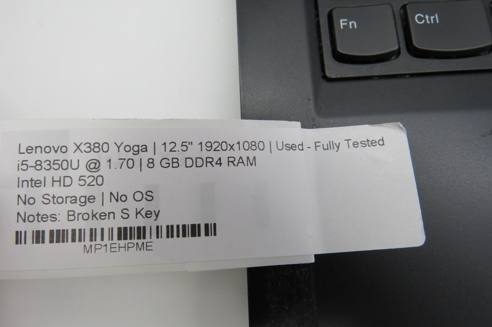 Lenovo X380 Yoga-12.5″-i5-8350U@1.70GHz-8GB DDR4 RAM-NO STRG-NO OS **READ**
