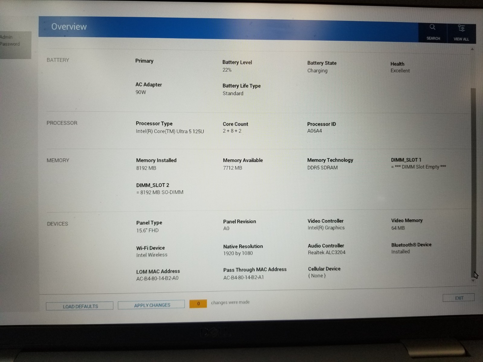Dell Latitude 5550 / Intel Core Ultra 5 125U / 8GB RAM / No SSD / FREE DELIVERY