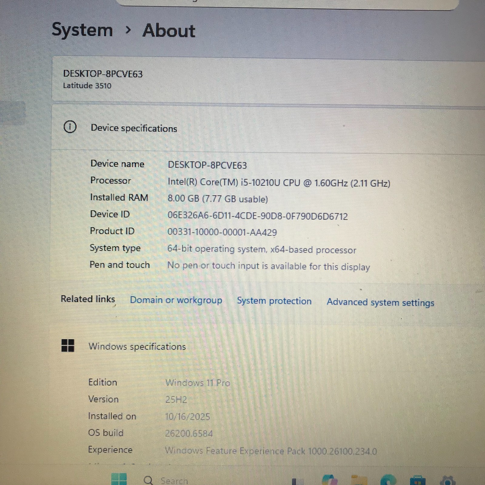 Dell Latitude 3510 Laptop i5-10210U 1.60GHz 8GB RAM 512GB SSD (Windows 11 Pro)