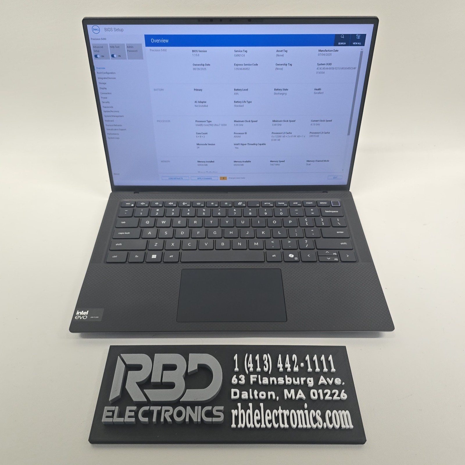 Dell Precision 5490 FHD+ Ultra 7 165H 64GB 512 RTX 2000 Ada 8GB NO OS/AC