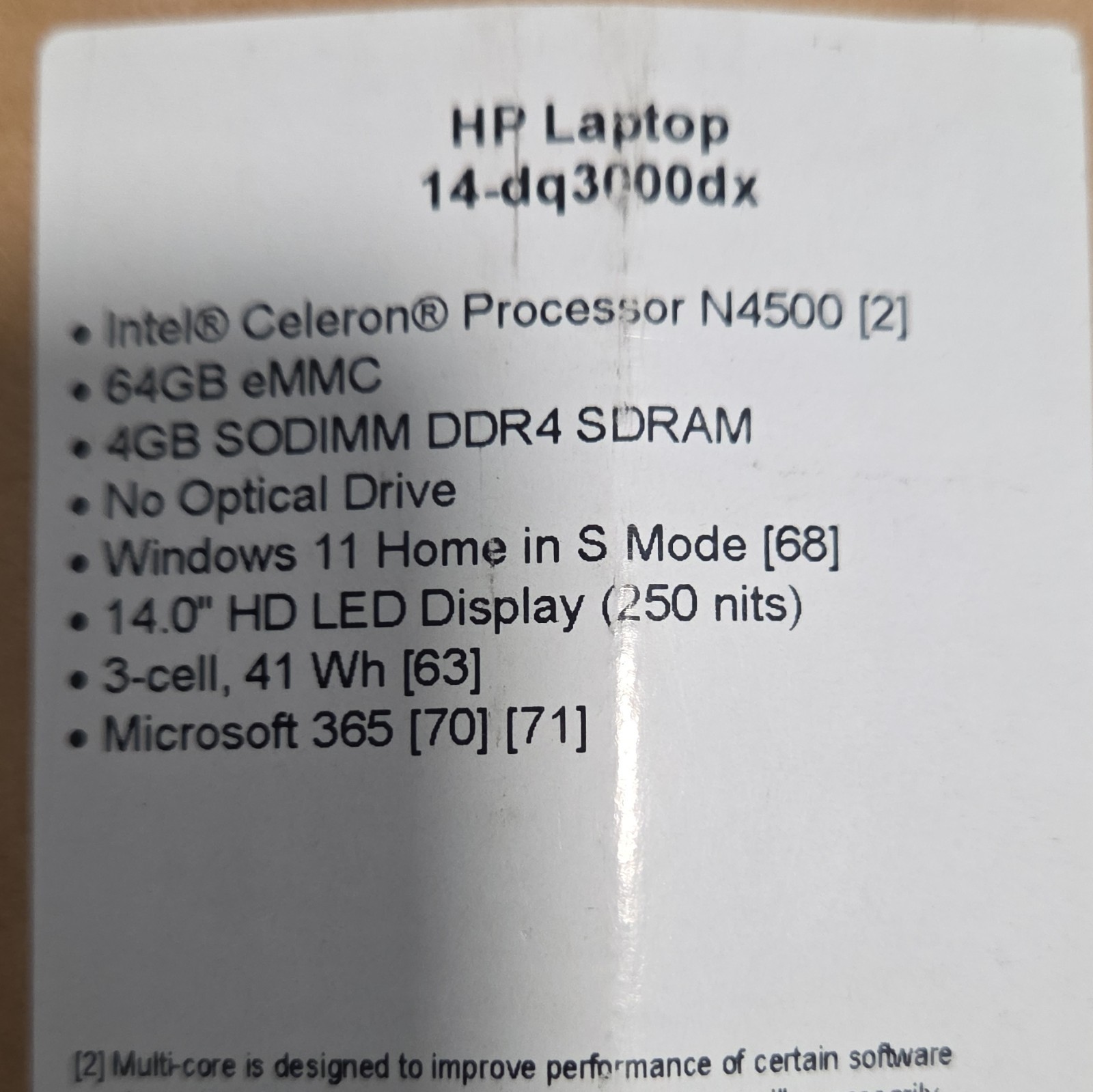 HP Laptop 14-dq3000dx 14″ Intel Celeron N4500 4GB 64GB eMMC Win11 S Open For Pic