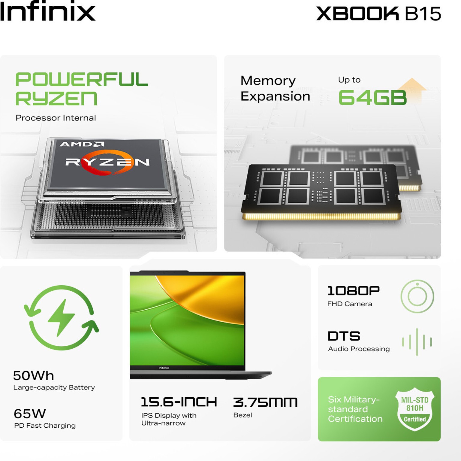 Infinix B15 Series AMD Ryzen 7 Octa Core 5825U -16 GB/512 GB SSD/Windows 11 Home