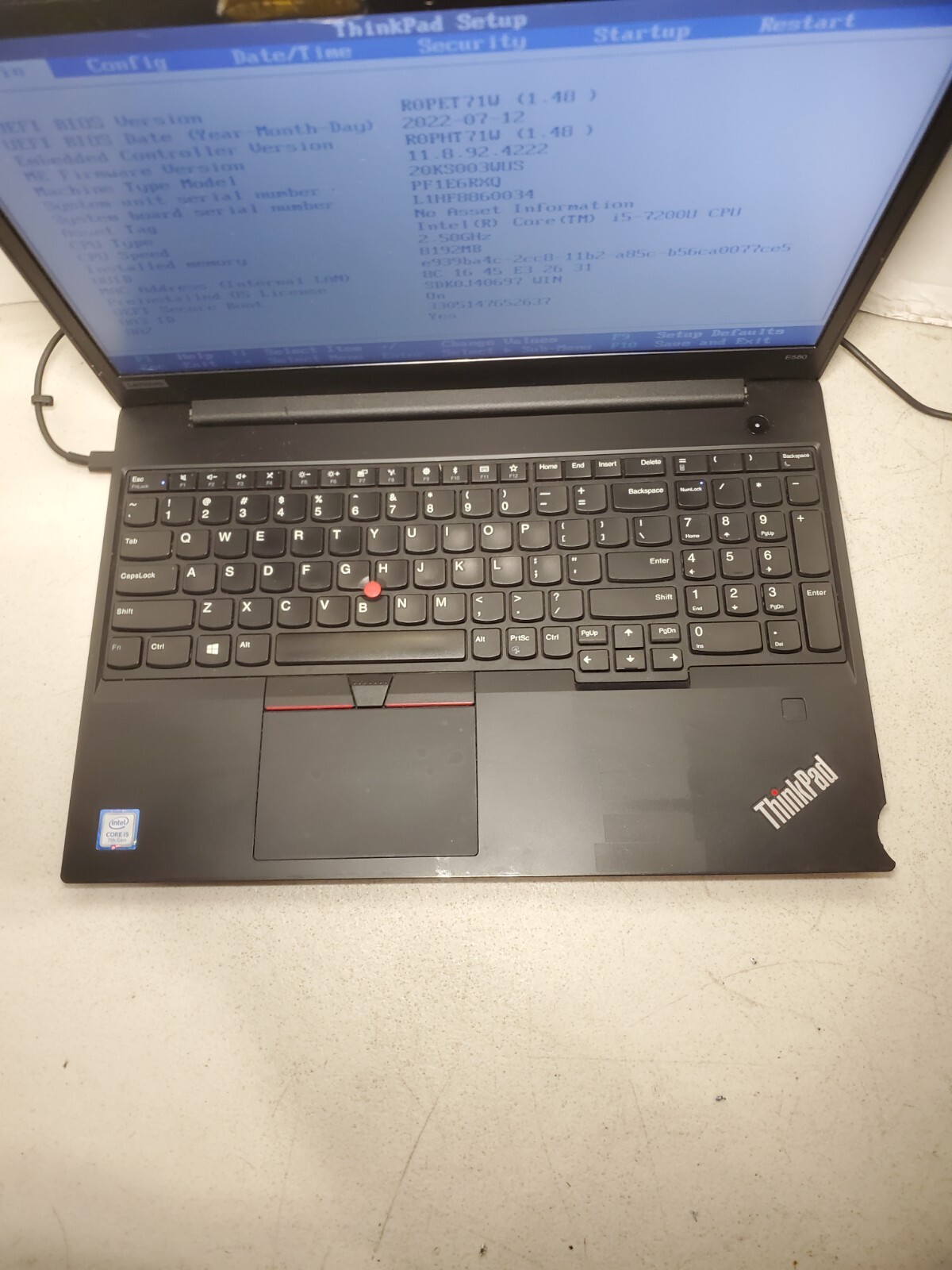 Lenovo ThinkPad E580 15.6″ i5-7200U 2.5GHz 8GB RAM No SSD/HDD/OS/BACK-COVER! #69