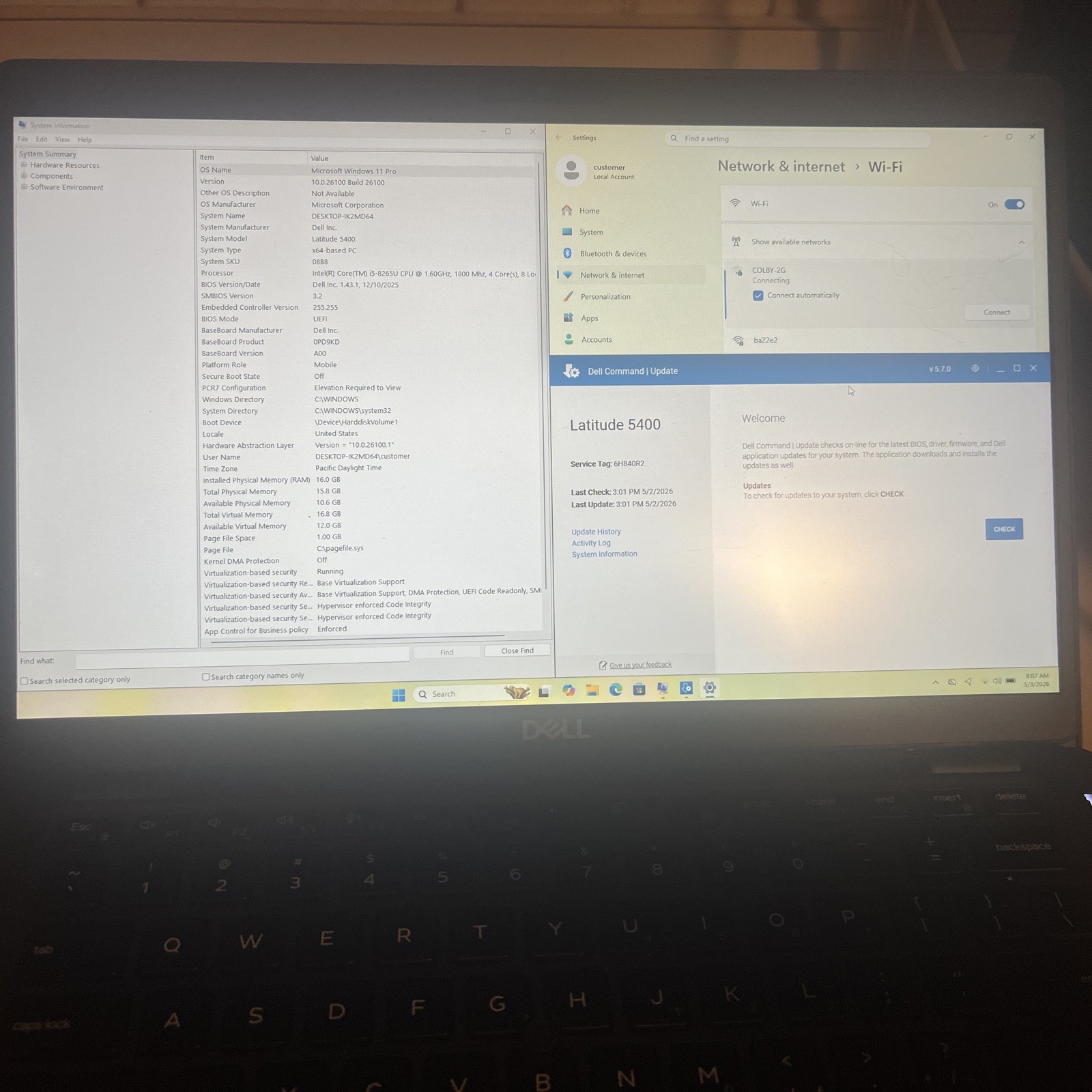 Dell Latitude 5400 Core i5-8265U 1.60 GHz 16 GB 256 GB SSD Windows 11 Pro Laptop