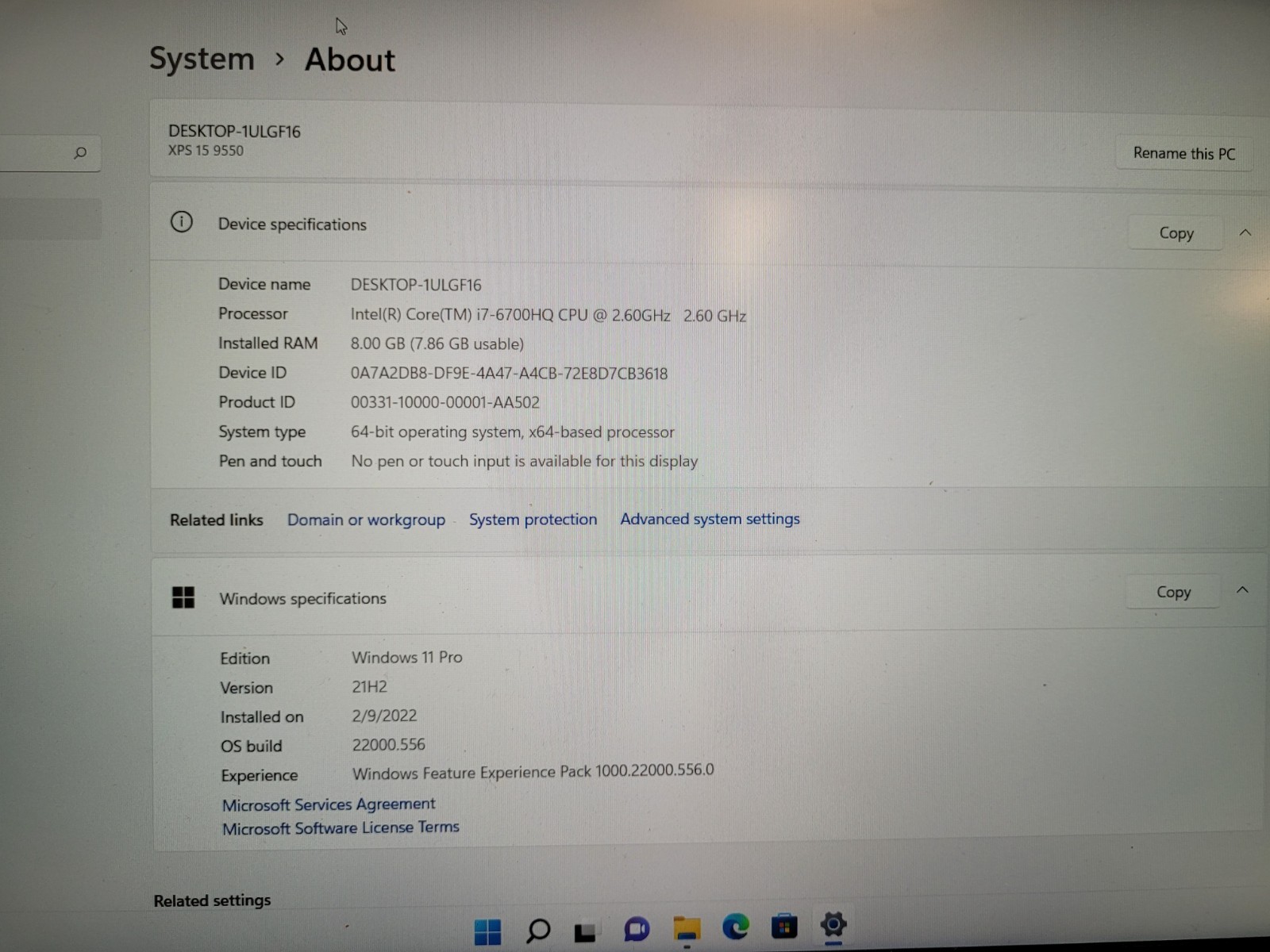 Dell xps 15 9550 15.6″ i7-6700HQ 2.6ghz 8gb ram no ssd parts read FLHFHC2