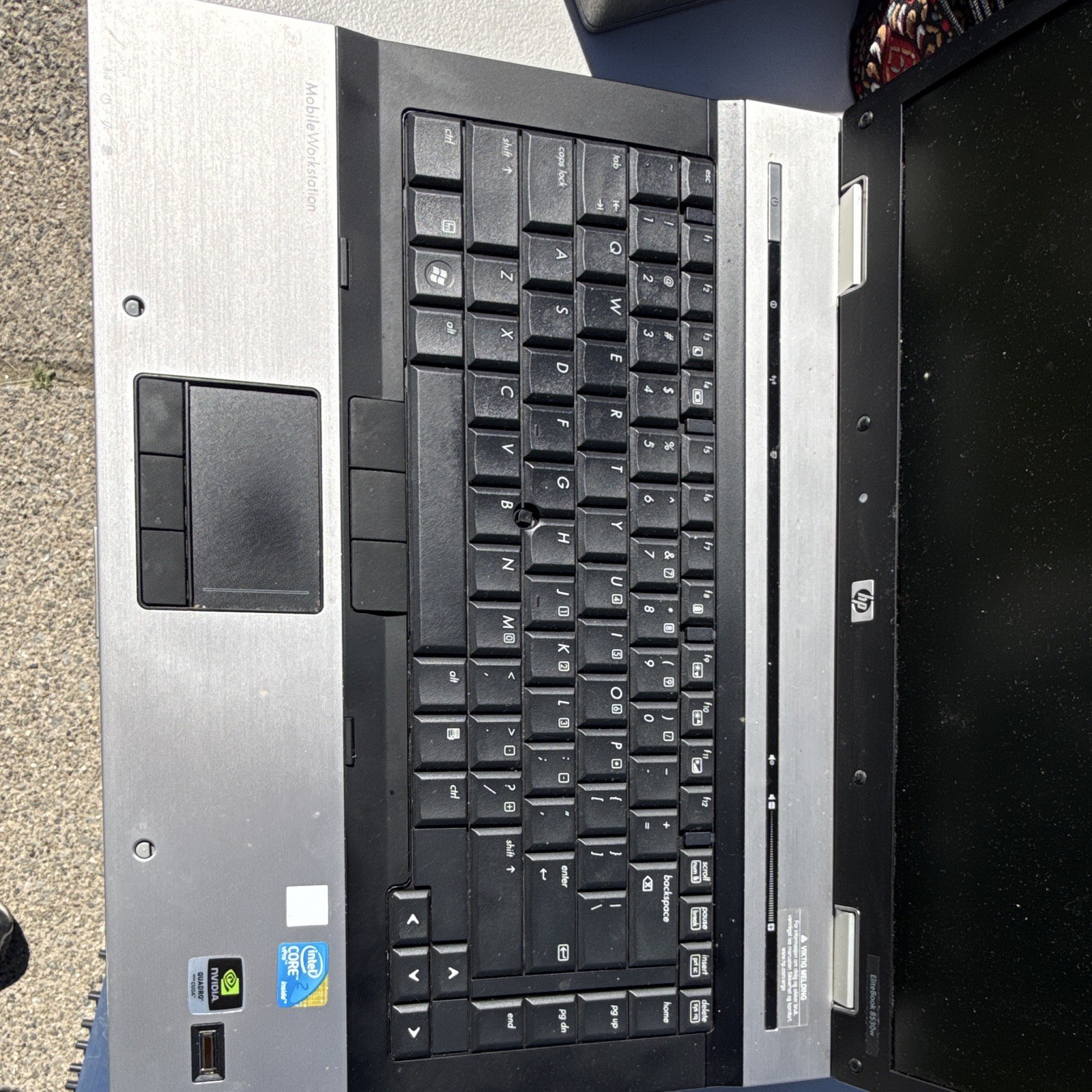 HP EliteBook 8530w 15.4in Core 2 Duo 2.80GHz 4GB 160GB HDD Quadro