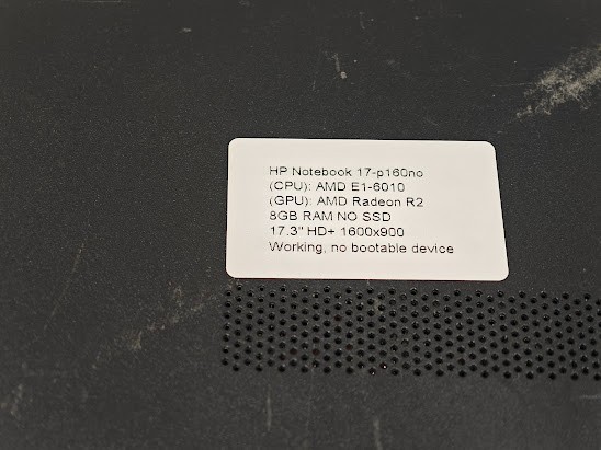 HP Notebook 17-p160no – AMD E1-6010, AMD Radeon R2, 8GB